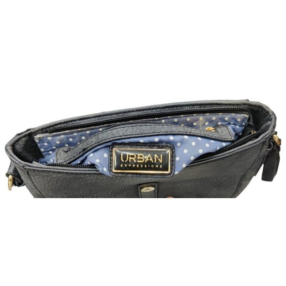 Crossbody Shoulder Strap Dark Grey Vegan Faux Leather Messenger Bag - Picture 11 of 11